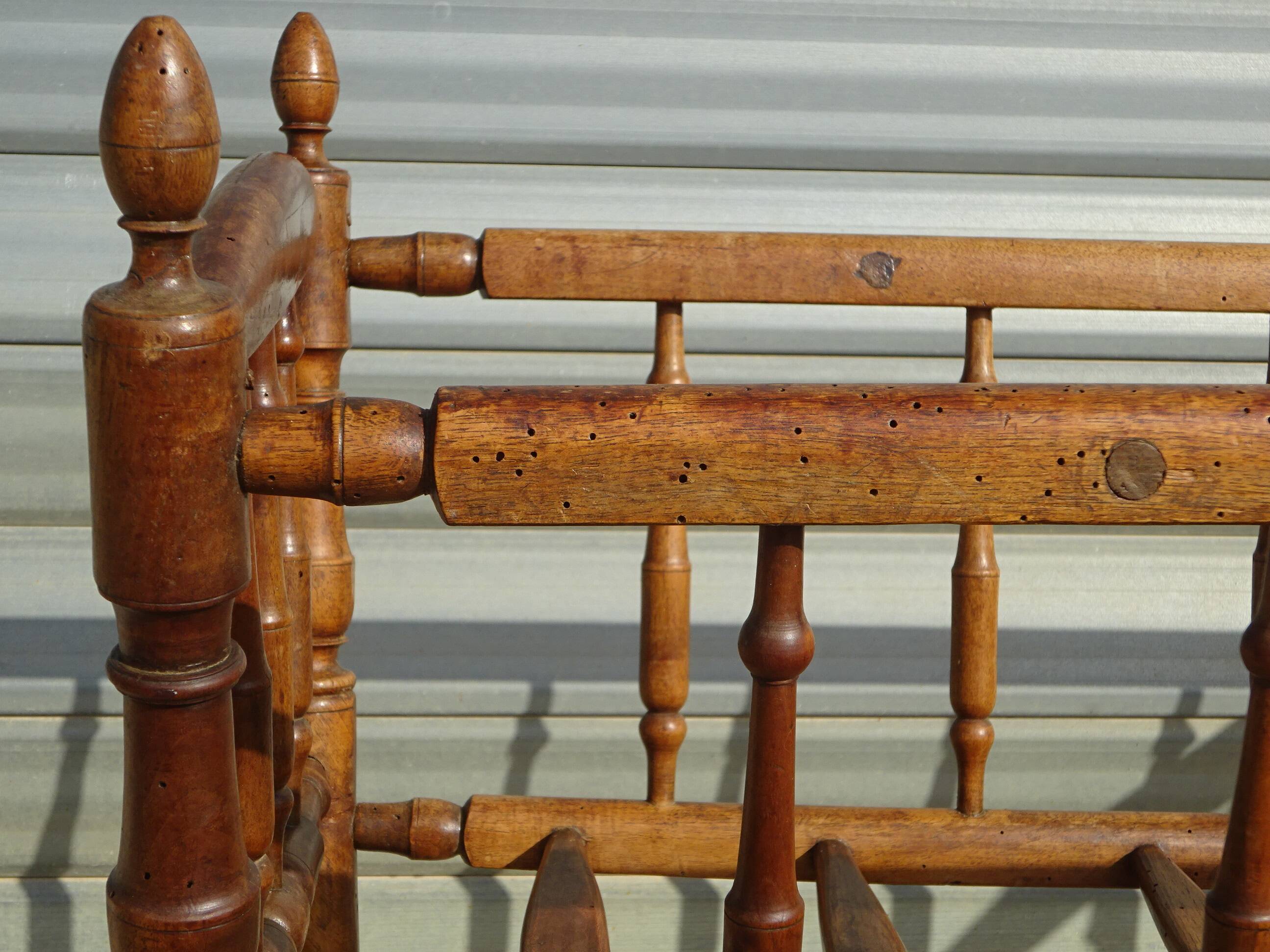 Old wooden cradle, all in walnut
