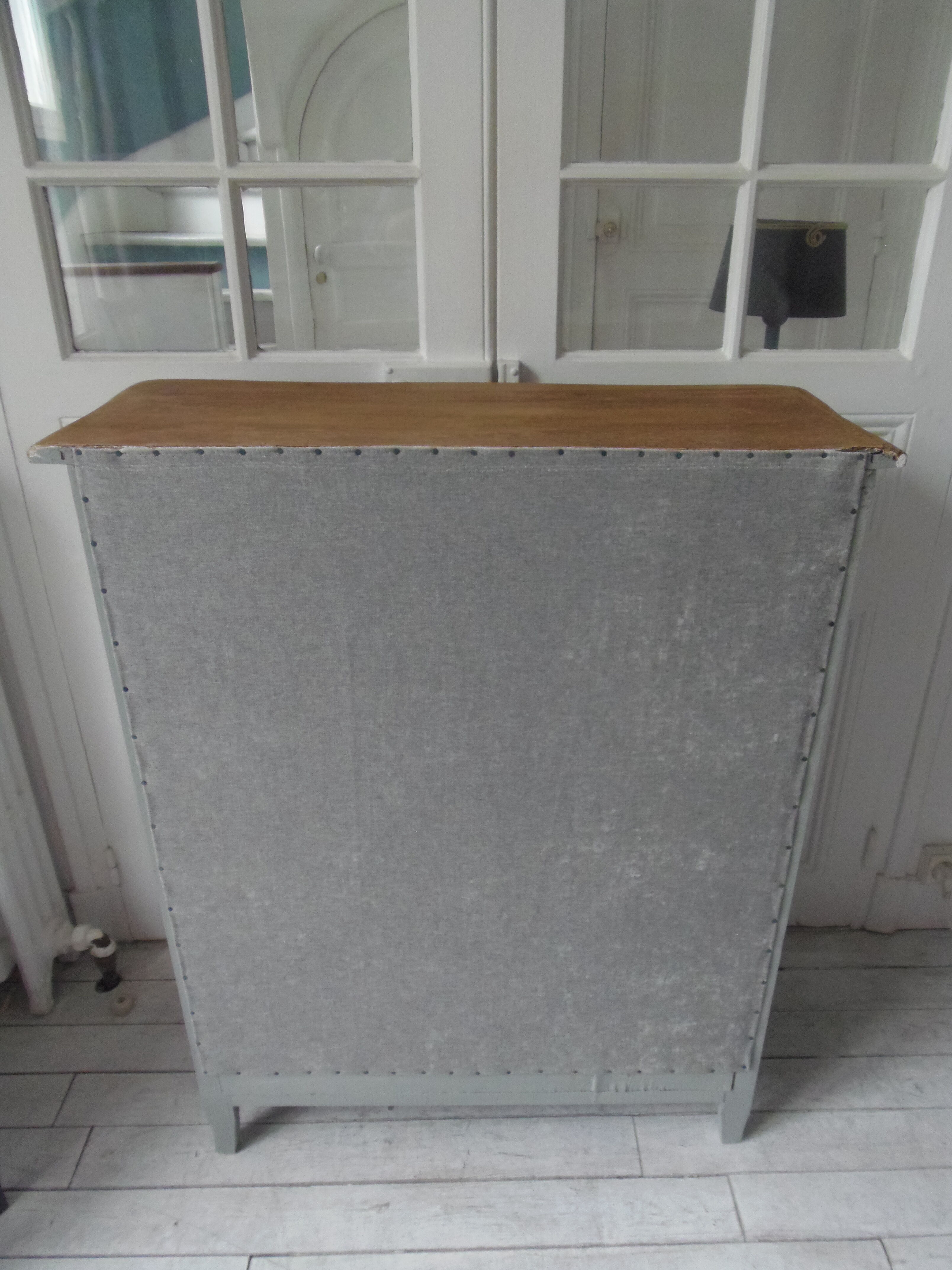 Small vintage library patinated green of grey wood tray