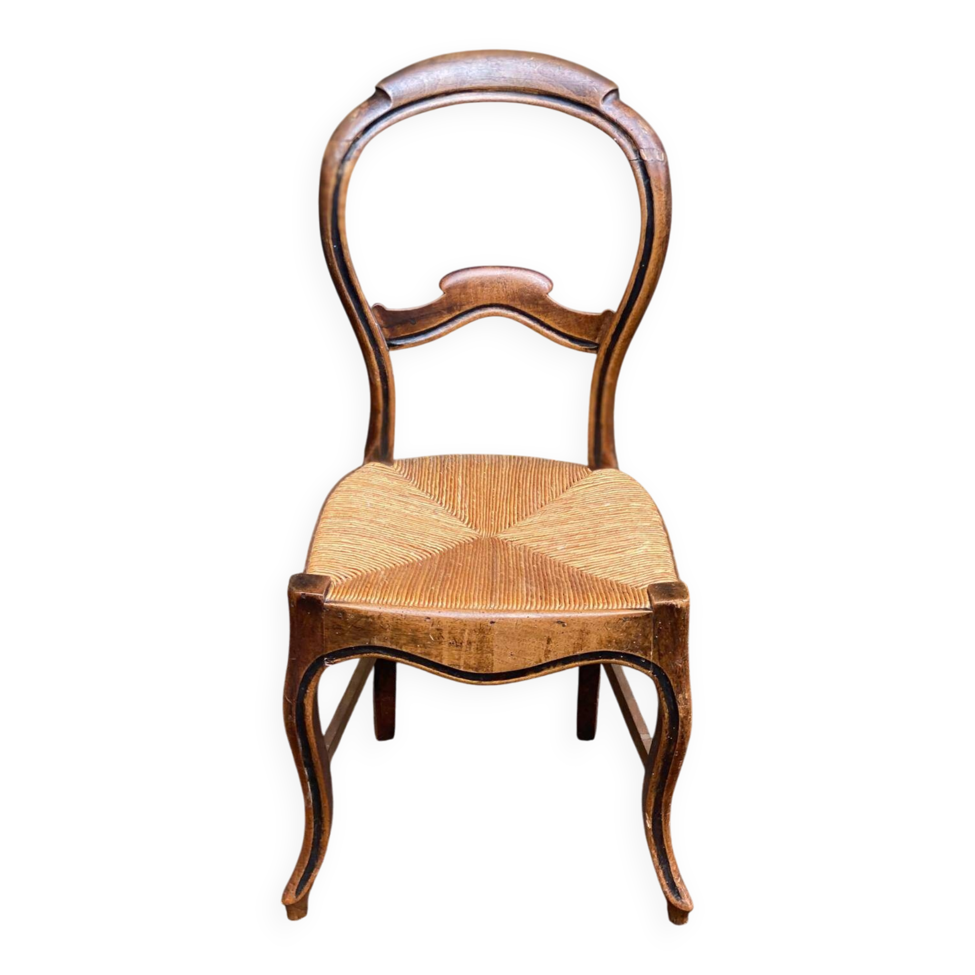 Louis Philippe solid wood and straw office chair