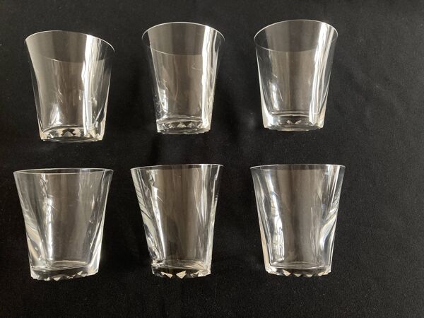 Set de 6 verres Lalique modernistes 1960 Kent gobelets en cristal