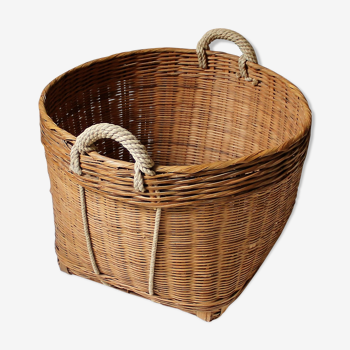 BIG BASKET RONTIN VINTAGE & POIGNEES ROPE