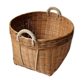 BIG BASKET RONTIN VINTAGE & POIGNEES ROPE