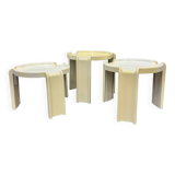 Vintage white nesting tables by Giotto Stoppino for Kartell, 1970