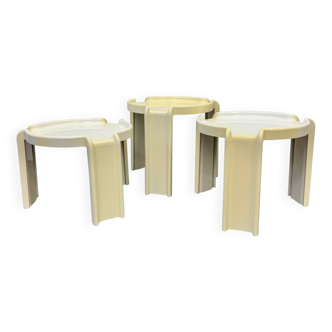 Tables gigogne vintage blanches de Giotto Stoppino pour Kartell, 1970