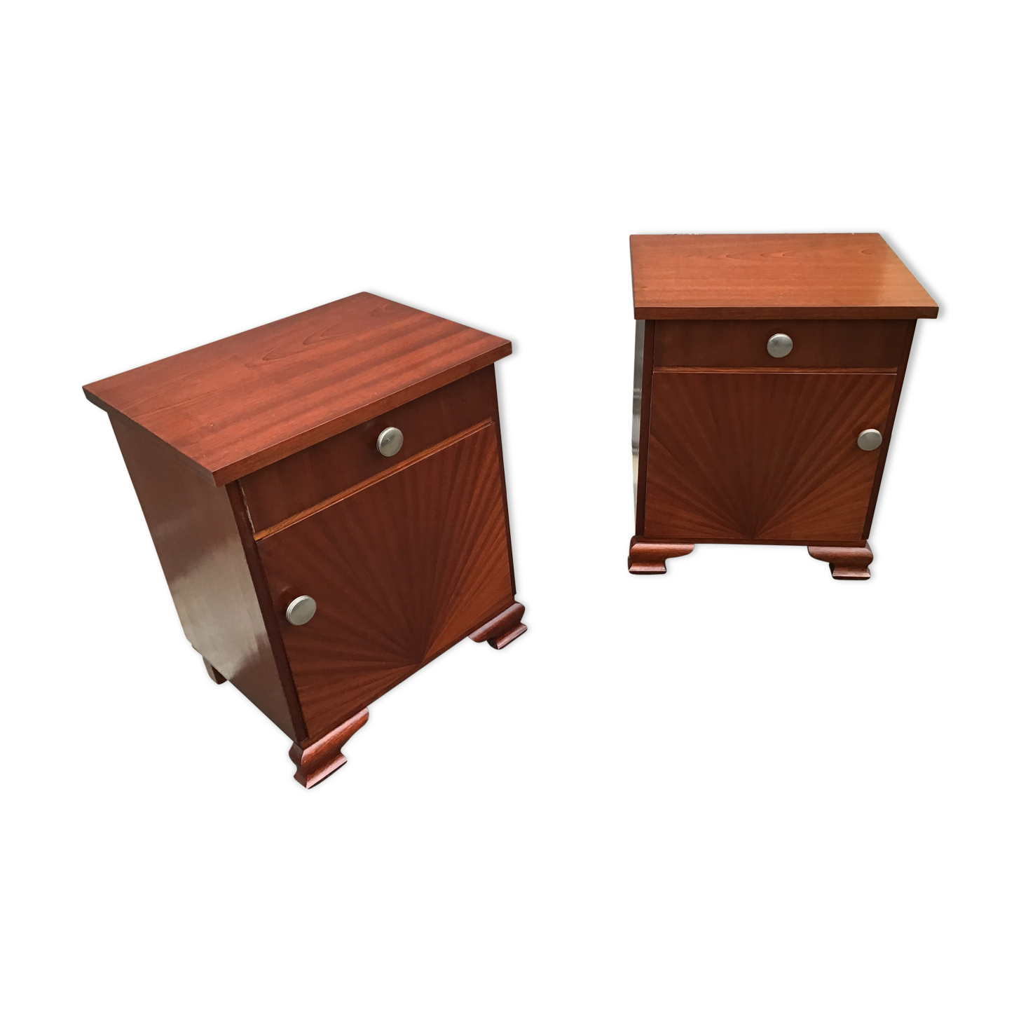 Paire de chevets art deco vintage 1940 acajou