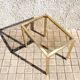 Coffee table in gilded brass and smoked glass vintage design 1960-1970