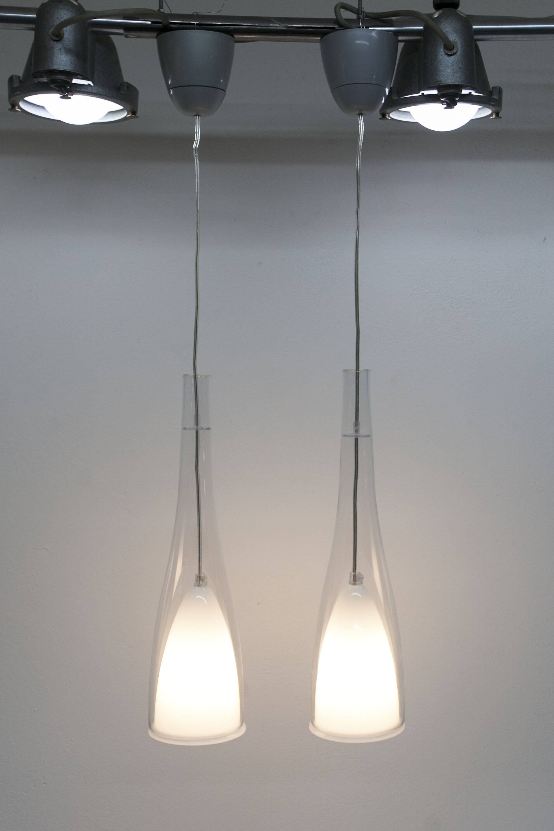 Pair of IKEA klockspel pendant lamps from 1980, cleaned and working