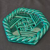 Varnished ceramic trivet from Vallauris and 2 bottle coasters.