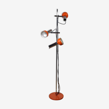 3-spot orange and chrome-lapped metal lamppost, Italy, circa 1970