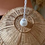 Vintage braided wicker pendant lamp