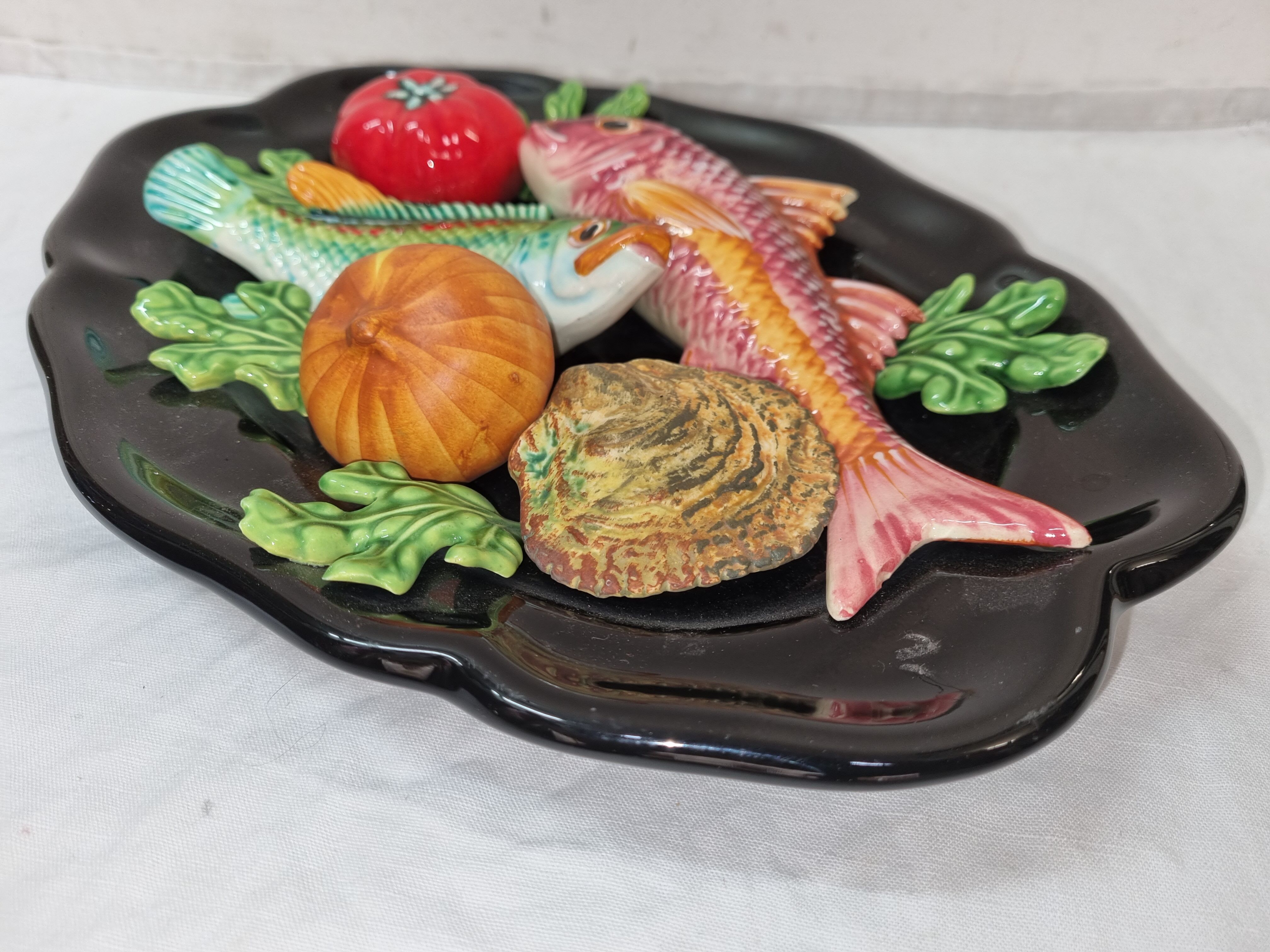 Plate slurry Vallauris fish from 1970