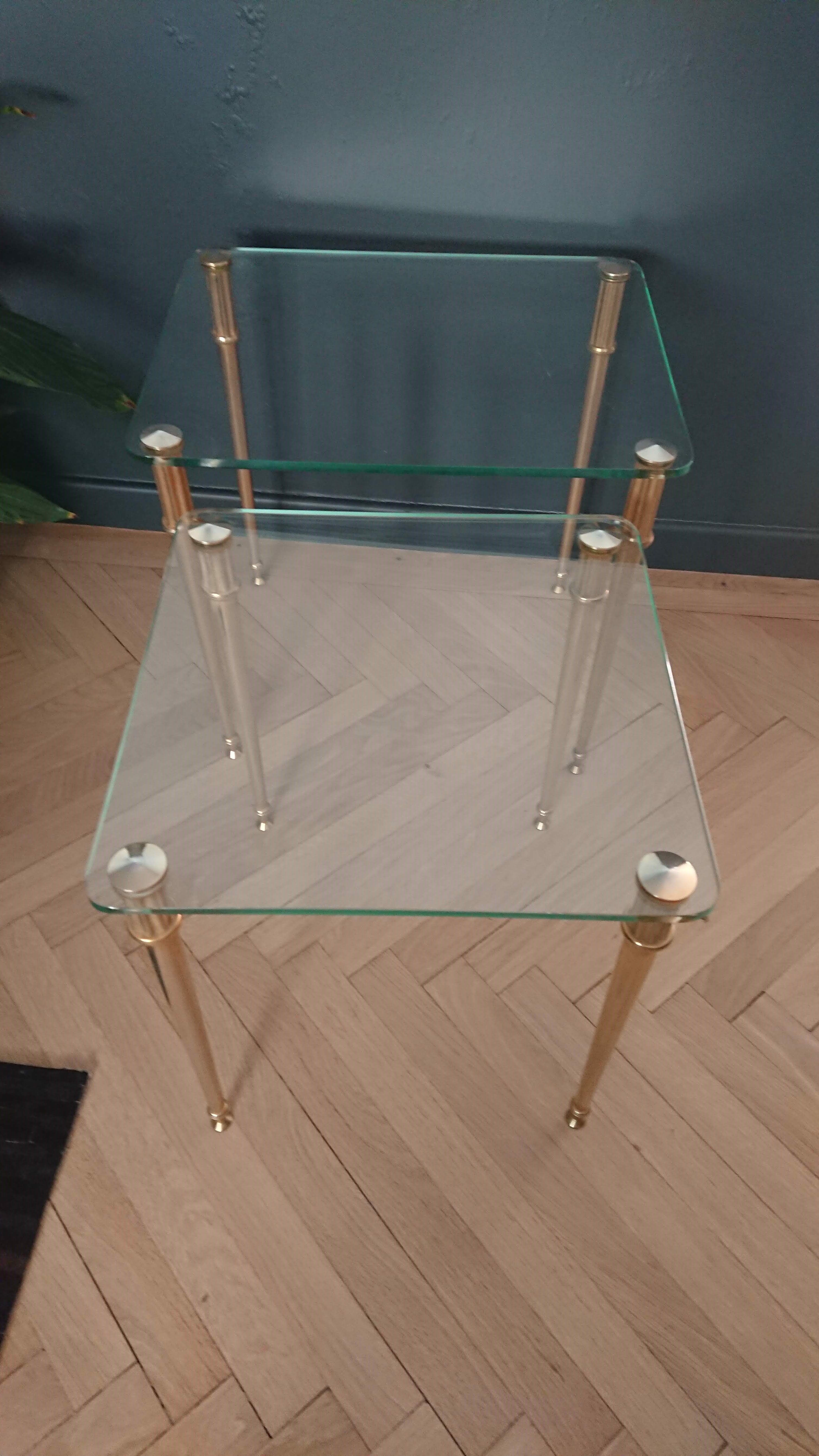 Brass and glass tables