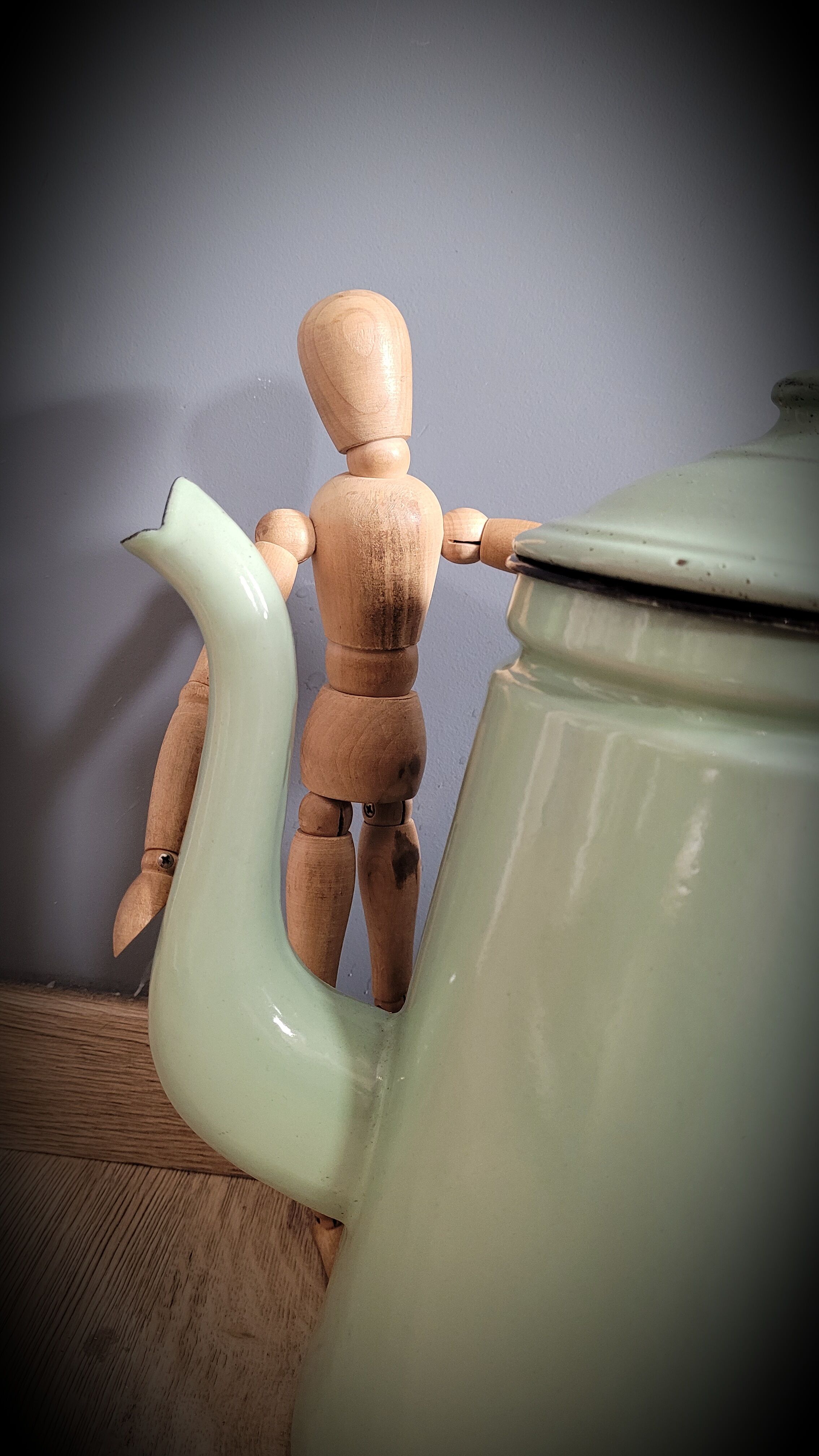 Light green enamelled coffee maker