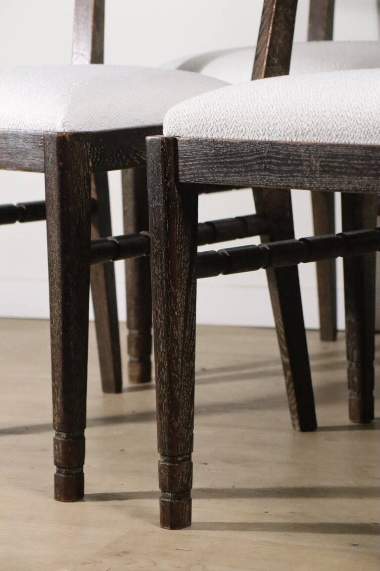 Set of 4 modernist chairs in oak and boucle fabric - 1940
