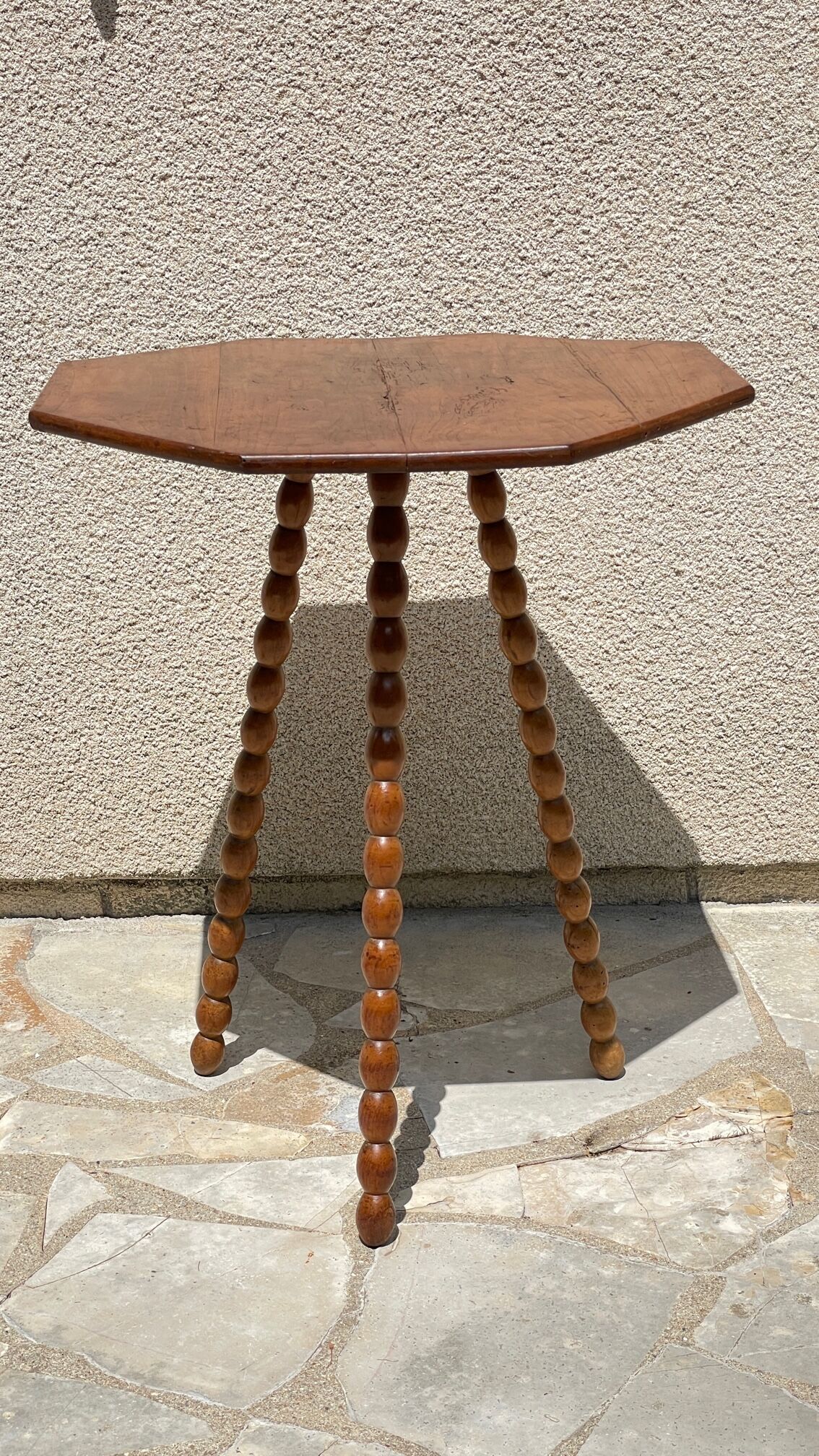 Table old legs tripod and turned wood