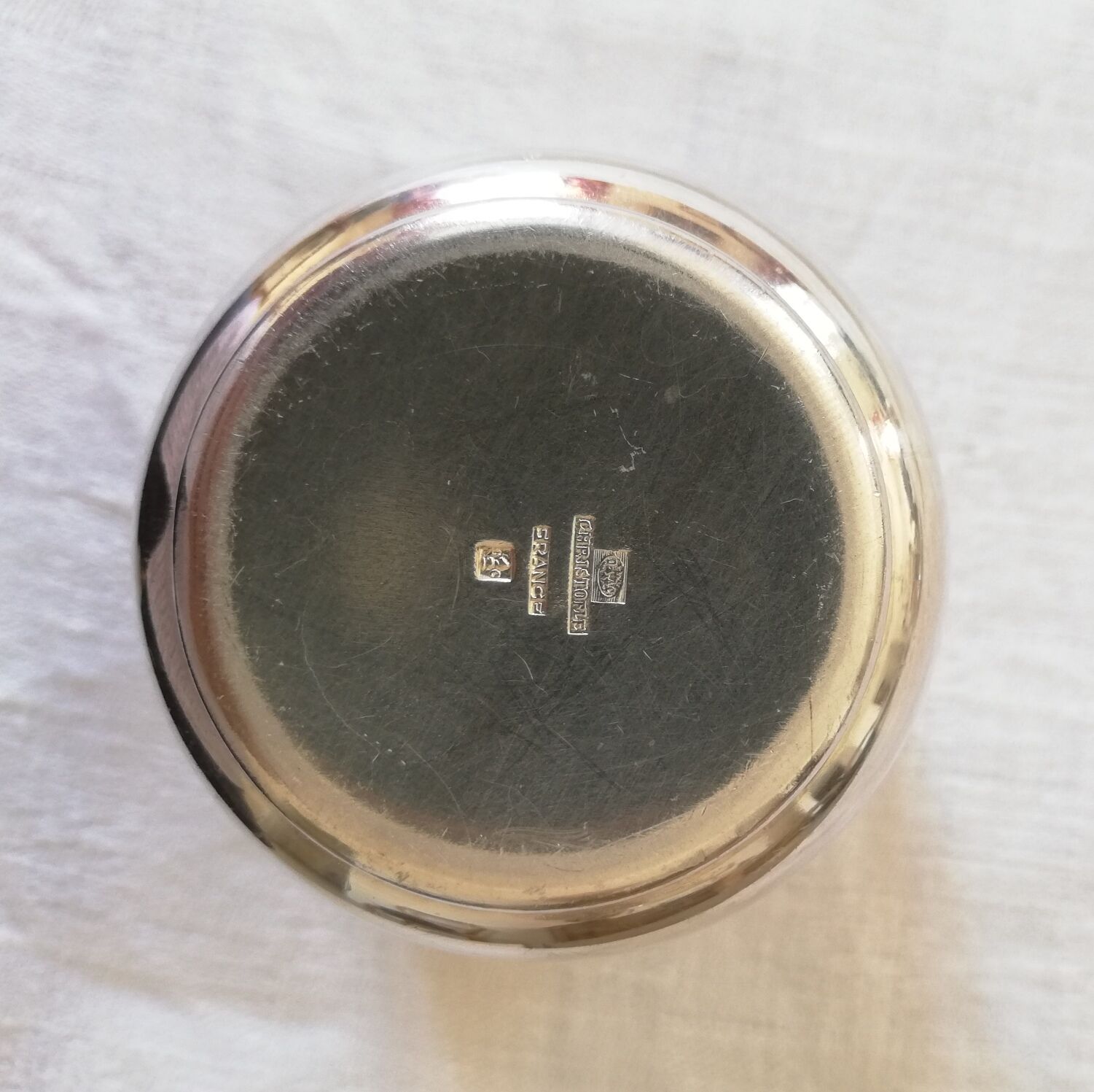 Timbale coquetier towel round plate empty pocket Christofle (Villeroy collection)