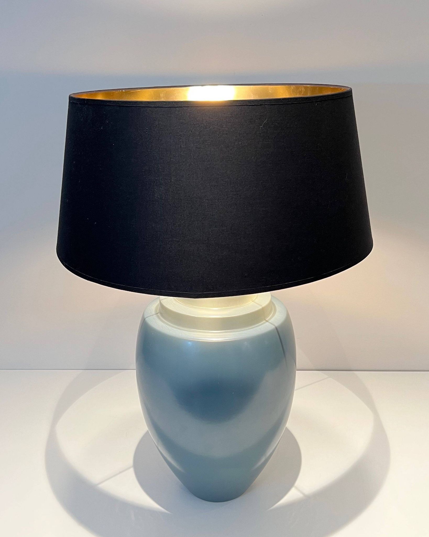 Blue ceramic lamp by Kosta
