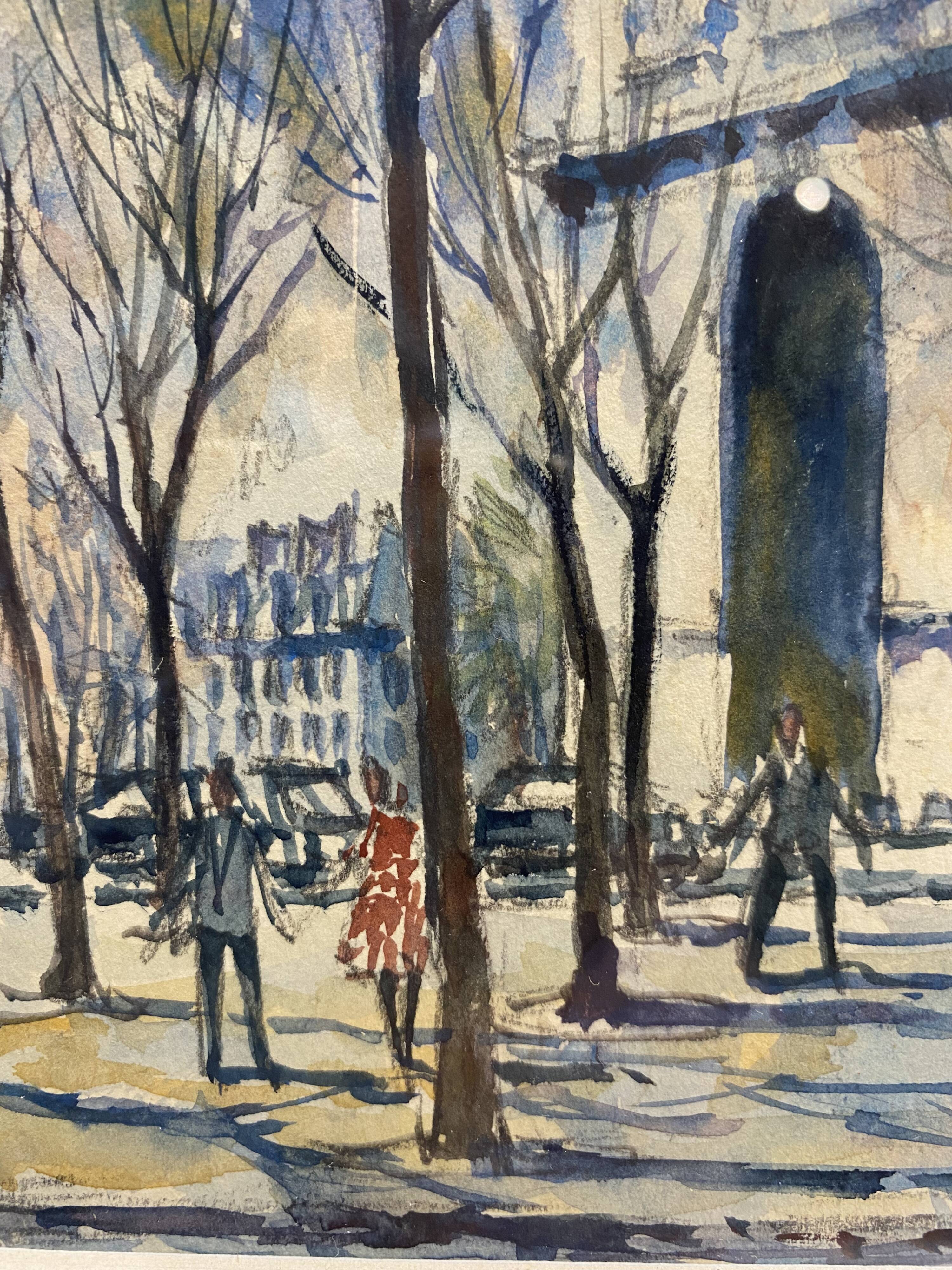 Old painting, watercolor of the signed triumphal arch, XX century