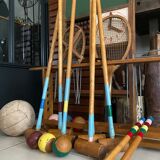 Old wooden croquet game