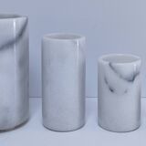 Four white marble candlesticks with black veins, 70s design