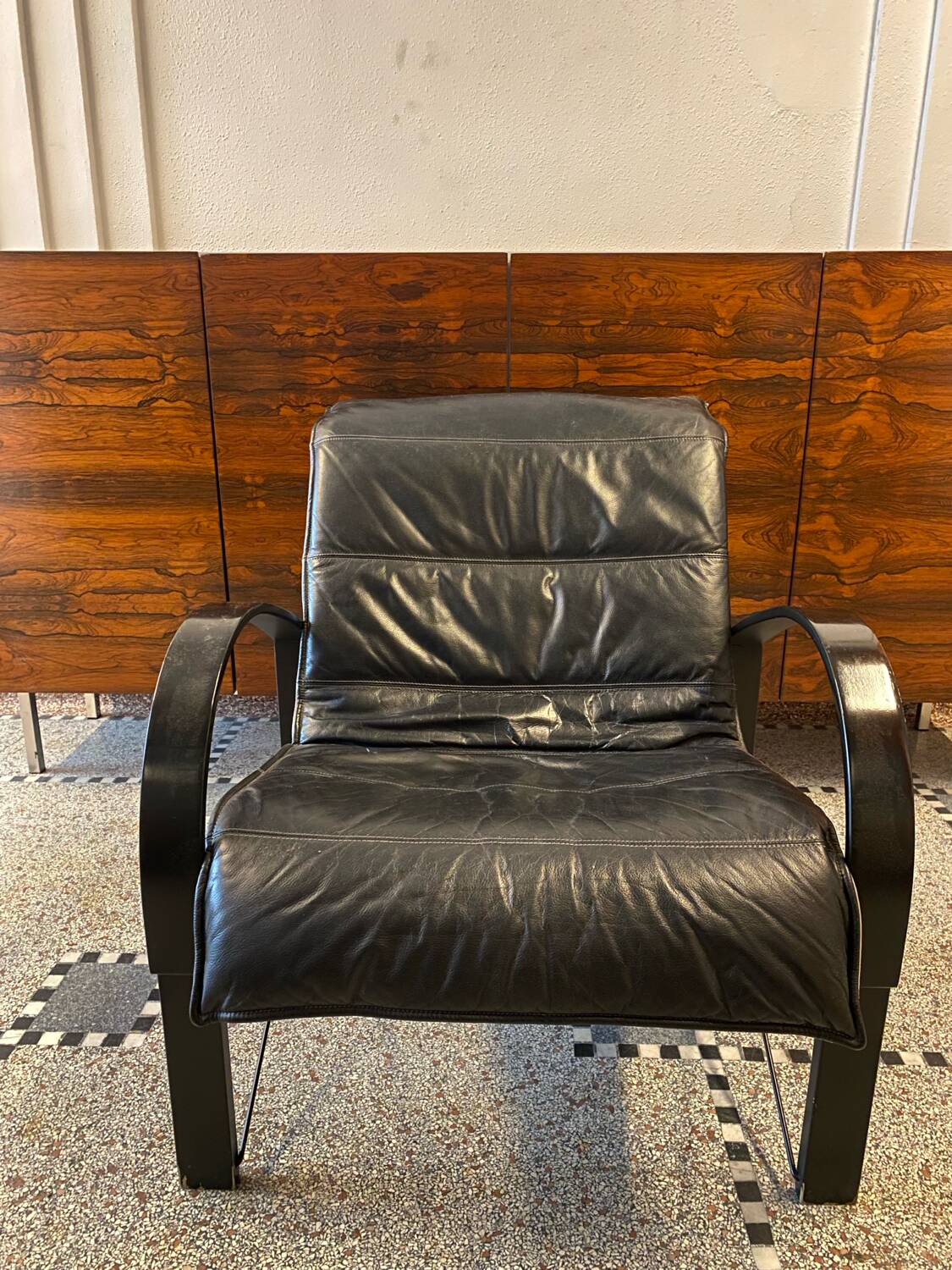 Pair of "Polhem" armchairs in leather by Tord Björklund for Ikea 1980.