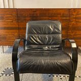 Pair of "Polhem" armchairs in leather by Tord Björklund for Ikea 1980.