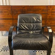 Pair of "Polhem" armchairs in leather by Tord Björklund for IKEA 1980.