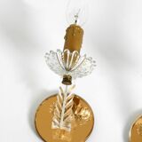 Two original Italian 1960s wall lamps with glass and mirror components