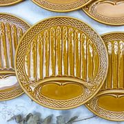 6 asparagus plates in slurry earthenware made in france 1970