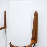 Pair of teak & acrylic sconces by Luxus, Sweden