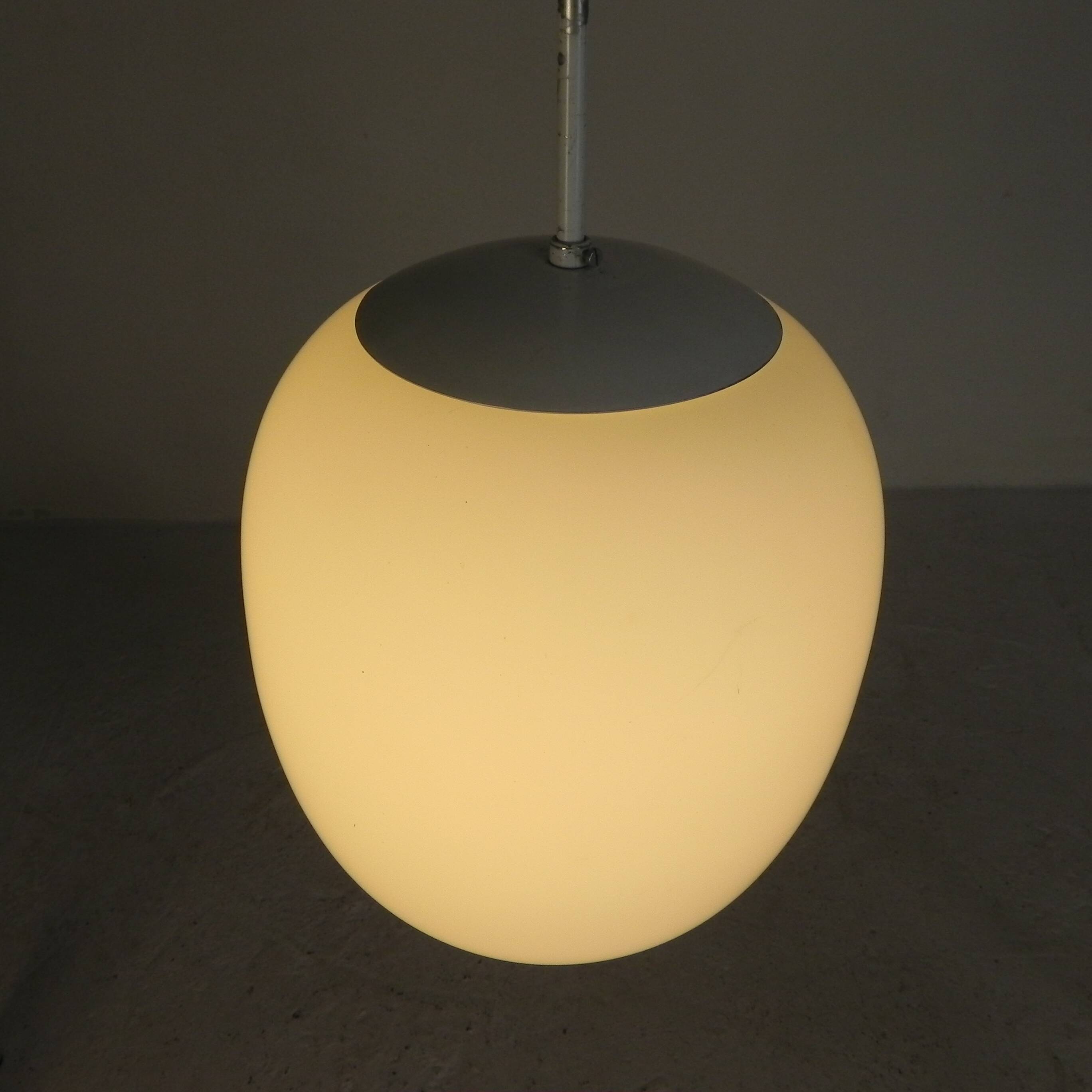 Vintage school lamp with frosted white glass shade, 1950s.