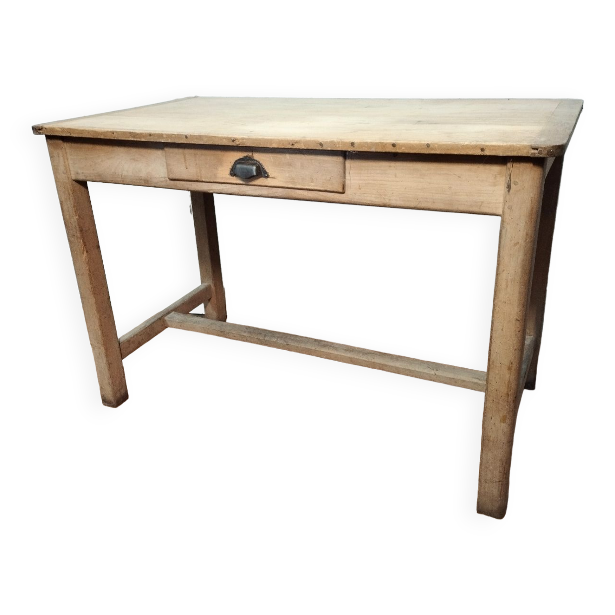 Antique farmhouse table in raw wood