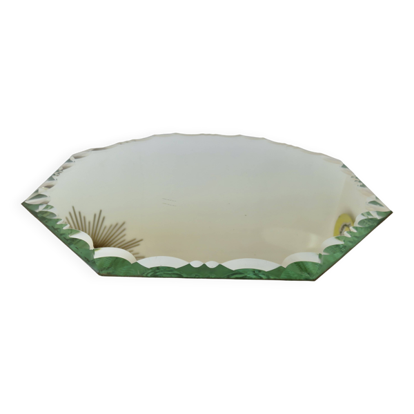 Grand miroir octogonal biseauté à poser, années 40