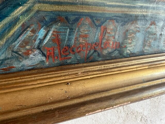 Old painting gilded wood frame