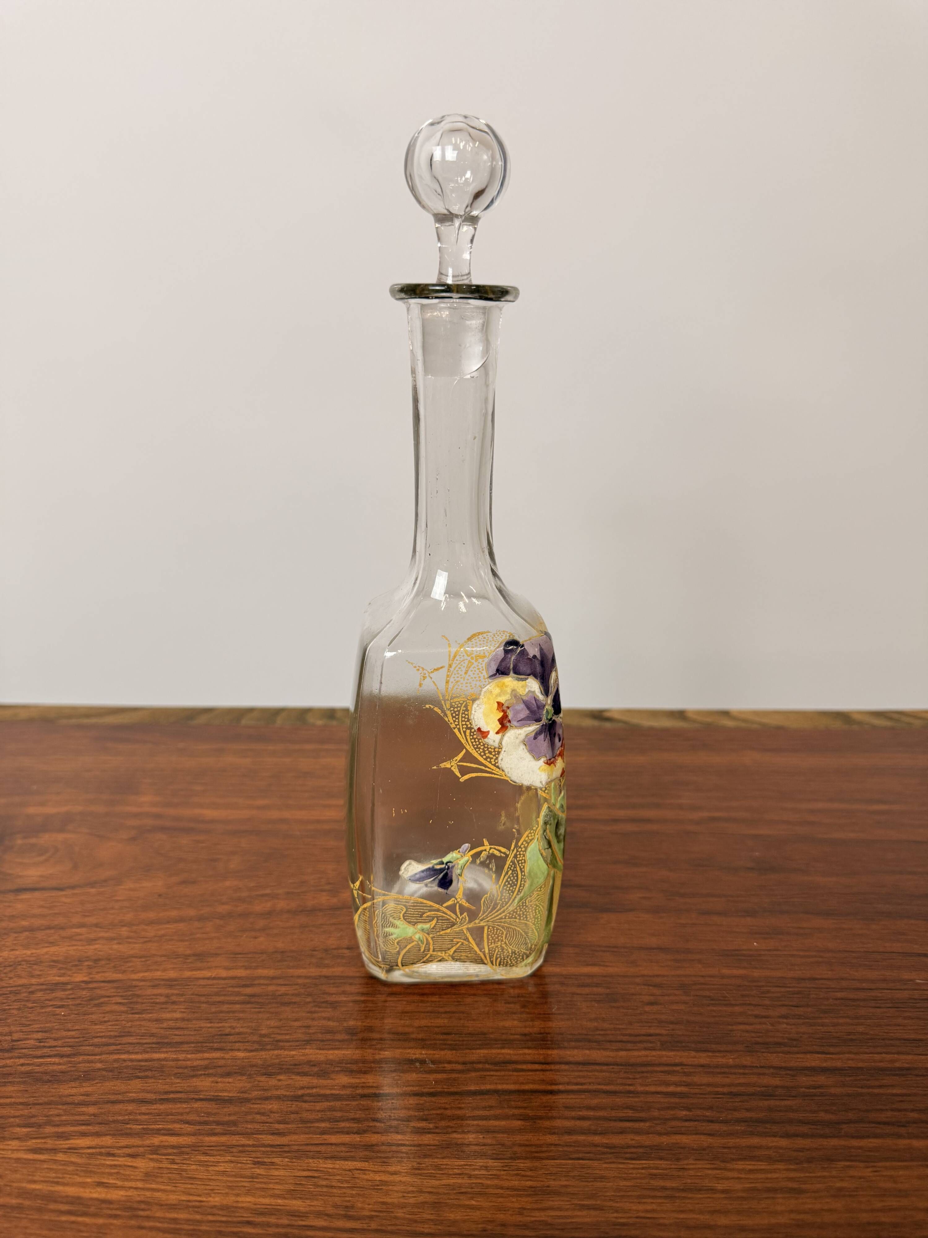 Antique Legras Carafe – Enamelled glass with floral decoration - Art Nouveau