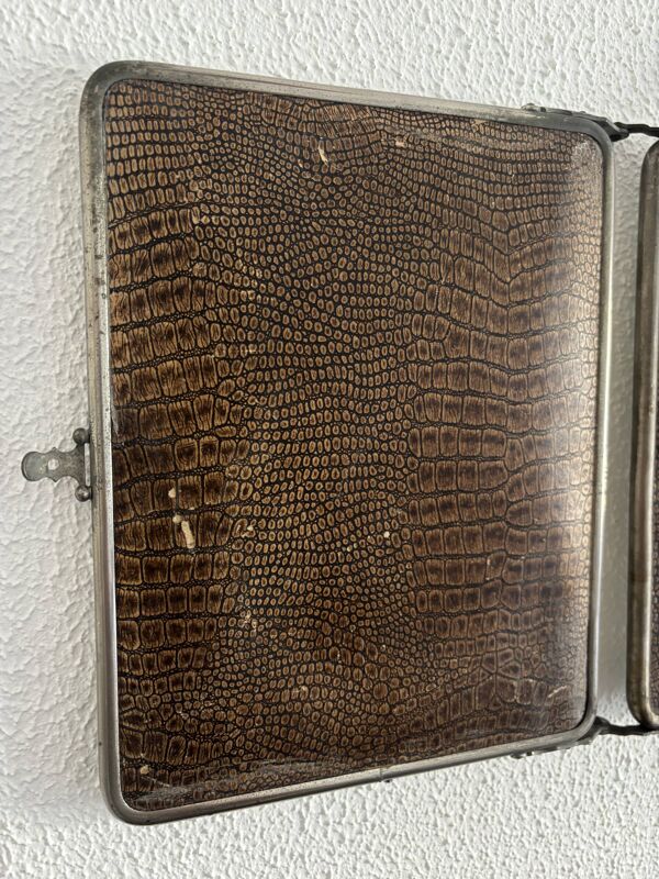 Miroir vintage 1930 triptyque barbier déposé G.B Paris - 28 x 69 cm