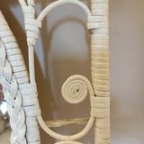 White rattan mirror peacock style 60x77cm