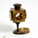 Mid Century italian table lamp with ashtray like a lantern by Aldo Tura