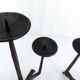 Pair of brutalist wrought iron candlesticks, France, three lights, signed