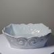 Square coupe/bowl in celadon porcelain, vintage Limoges from the 50s to 70s.