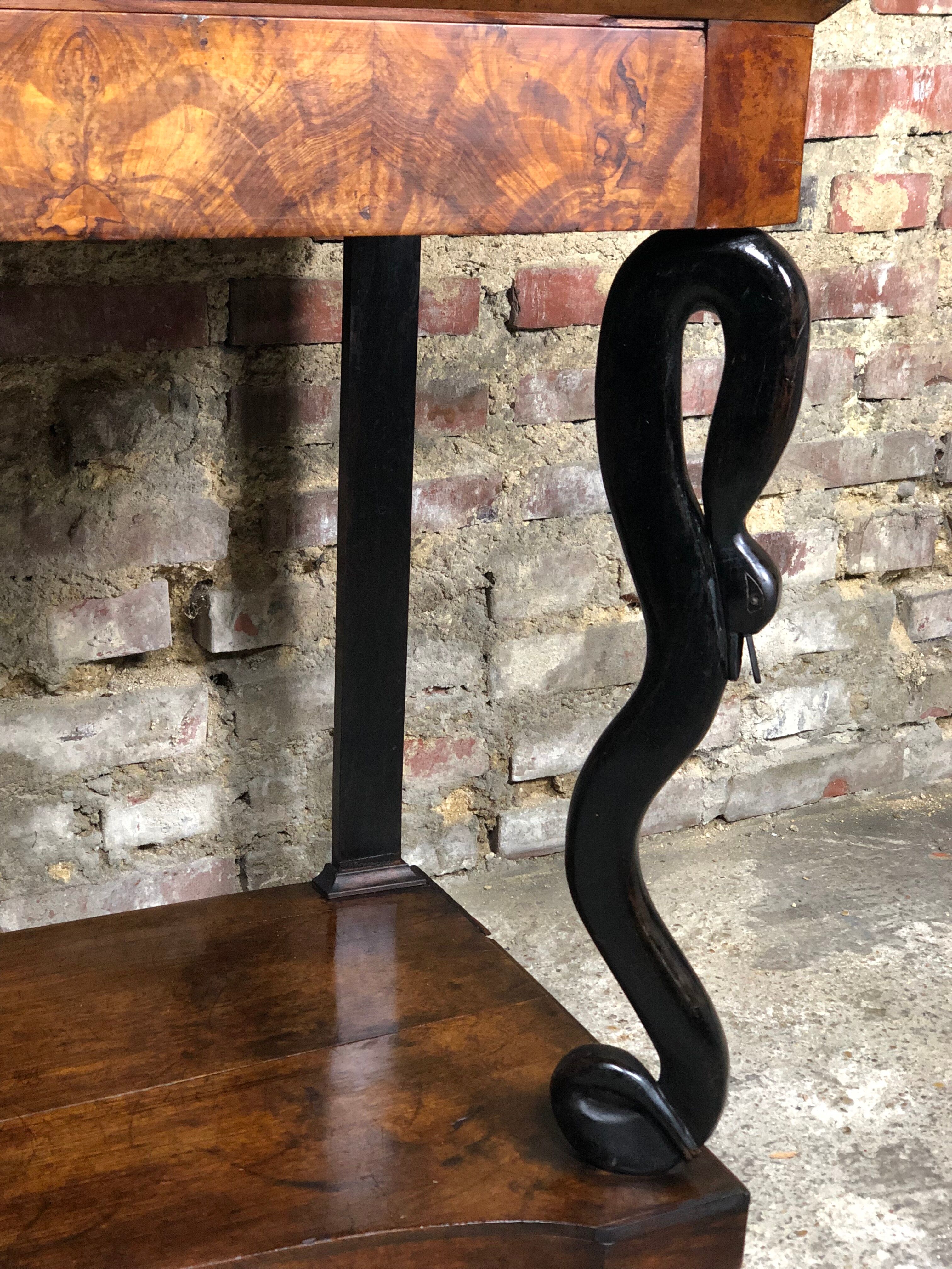 Console then restore Walnut top of fine black marble nineteenth