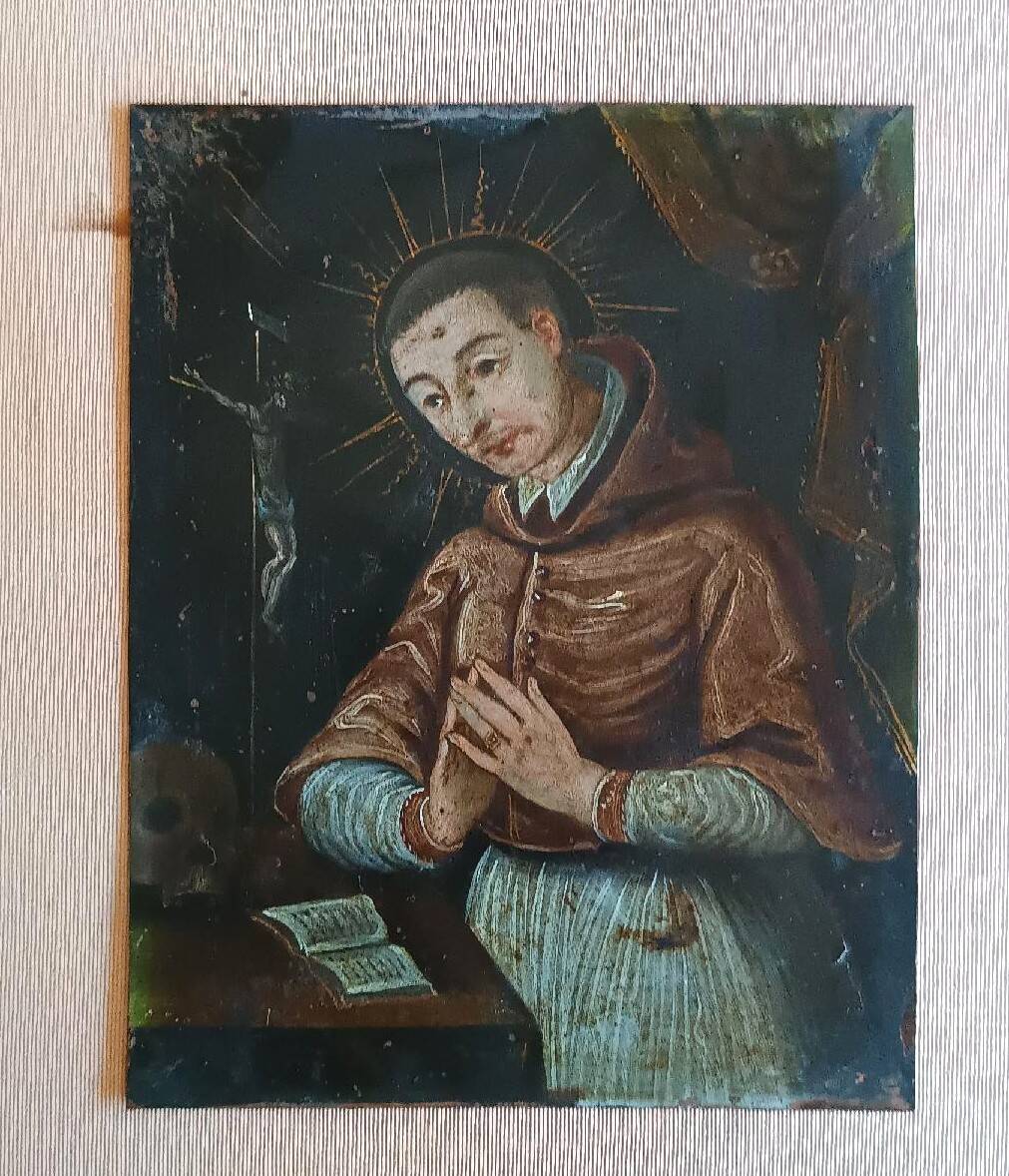 Antique painting on copper - Saint Charles Borromeo - Italian School, 17th century