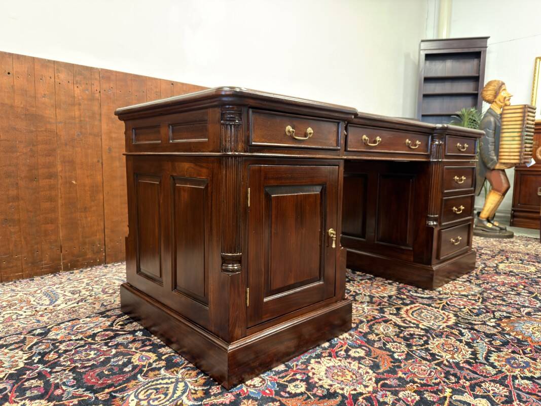 Classic English Desk with Green Inlay