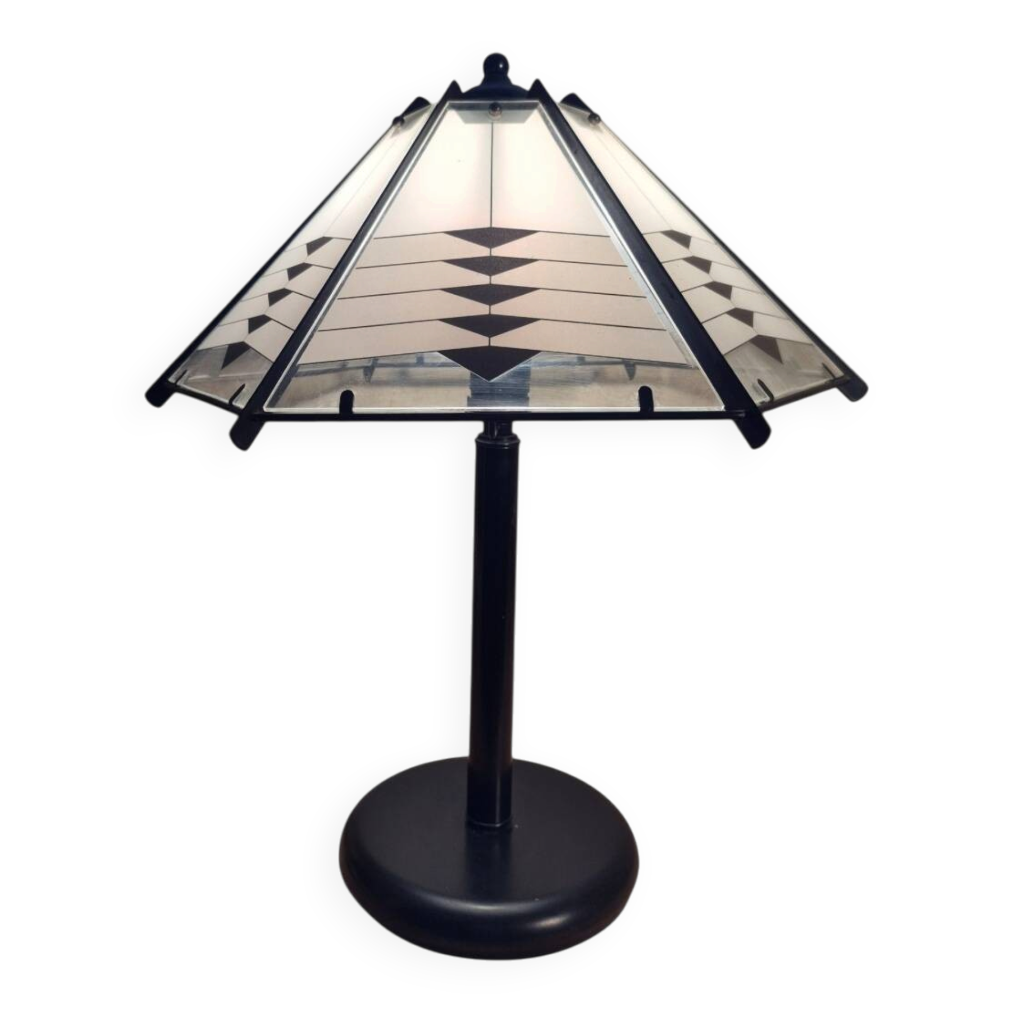 Postmodern black white table lamp art deco style 1980s