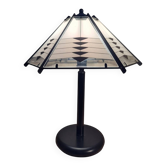 Lampe de table noire et blanche postmoderne style art déco années 1980