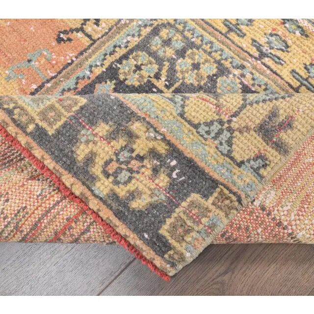 Turkish Oushak Orange Wool Rug 90x342