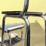 Vintage stepladder in Formica, wood and chromed metal
