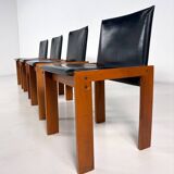 Mid-Century Modern Set of 4 Chairs in the Style of Scarpa, 1970s