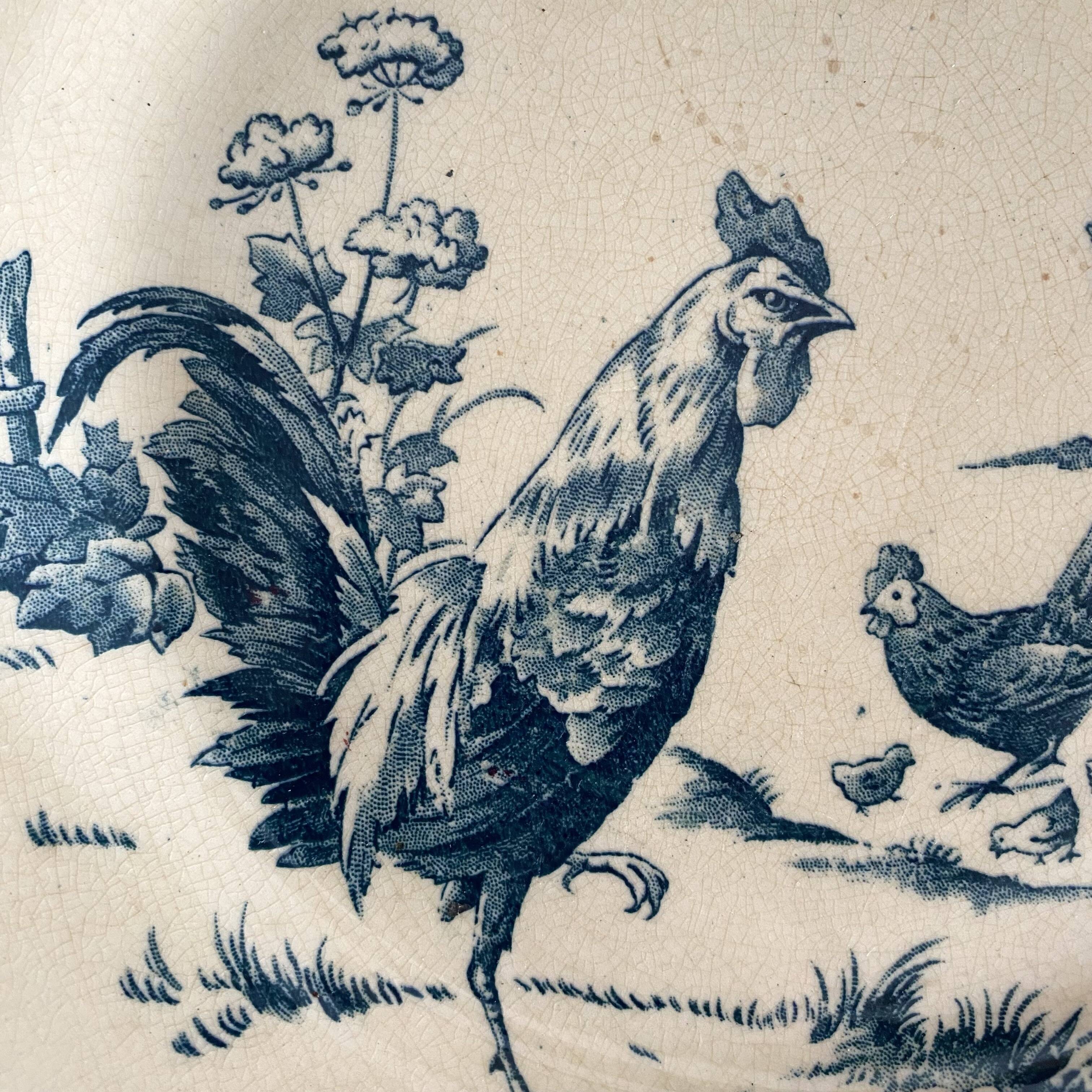 Gien ironstone plates, Roosters model