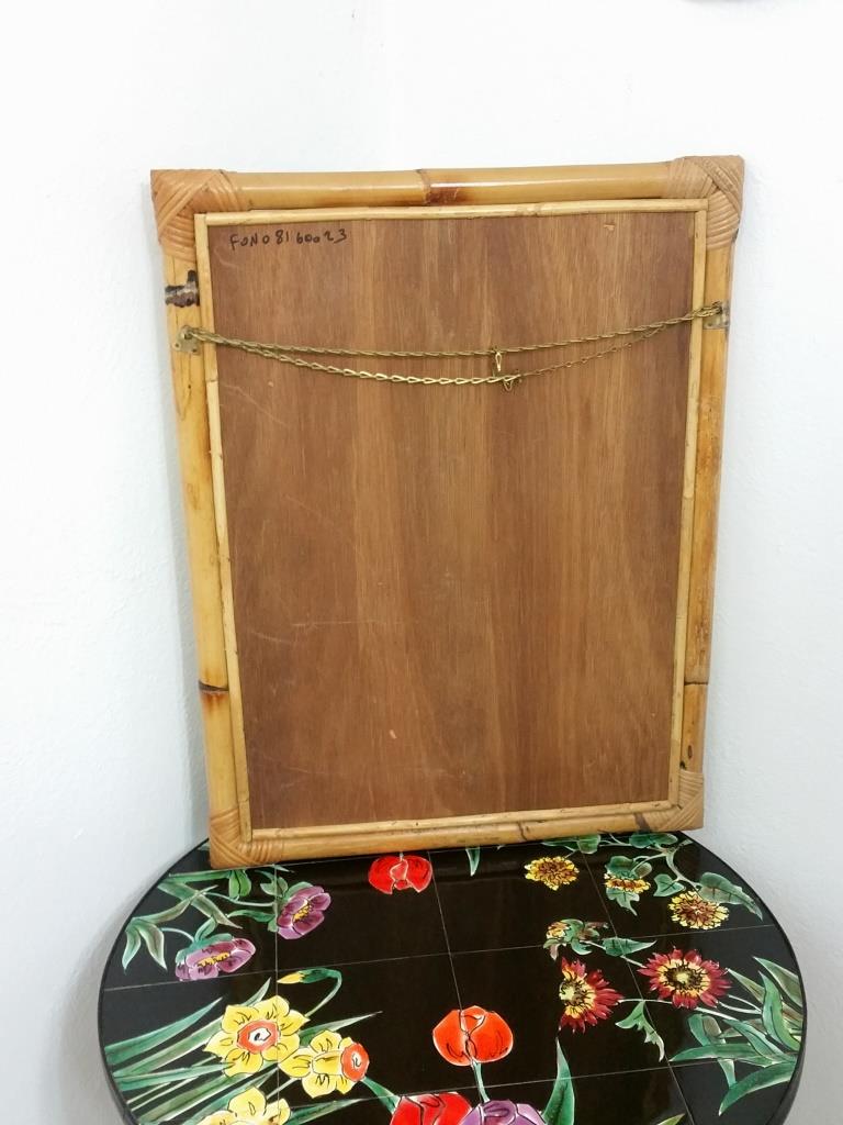 Vintage bamboo and rattan mirror 50x65cm